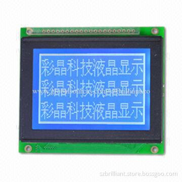 128x64 dots matrix graphical LCD display module with 20-pin connectors, STN blue white